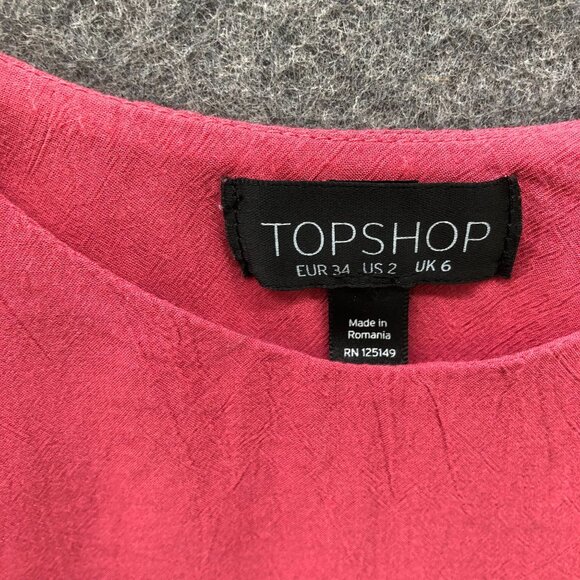 TopShop Peplum Cami Top Womens Size 2 Pink Scoop Neck Cropped Viscose - Picture 5 of 10